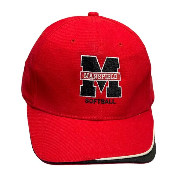 Mansfield Softball Men's One Size Red 100% Cotton Adjustable Fitted Hat/Cap - Picture 1 of 6